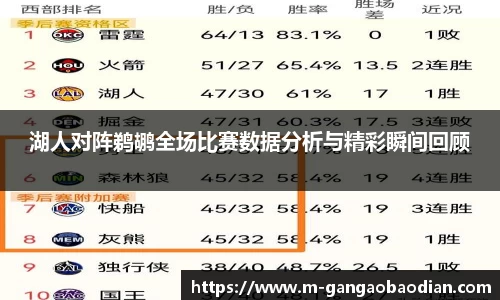 湖人对阵鹈鹕全场比赛数据分析与精彩瞬间回顾
